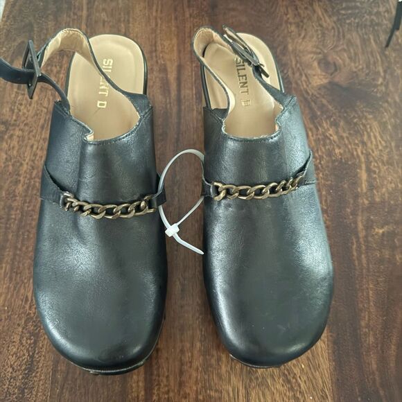 Anthropologie Silent D Georgia Slingback Heeled Black Clogs - Picture 3 of 5
